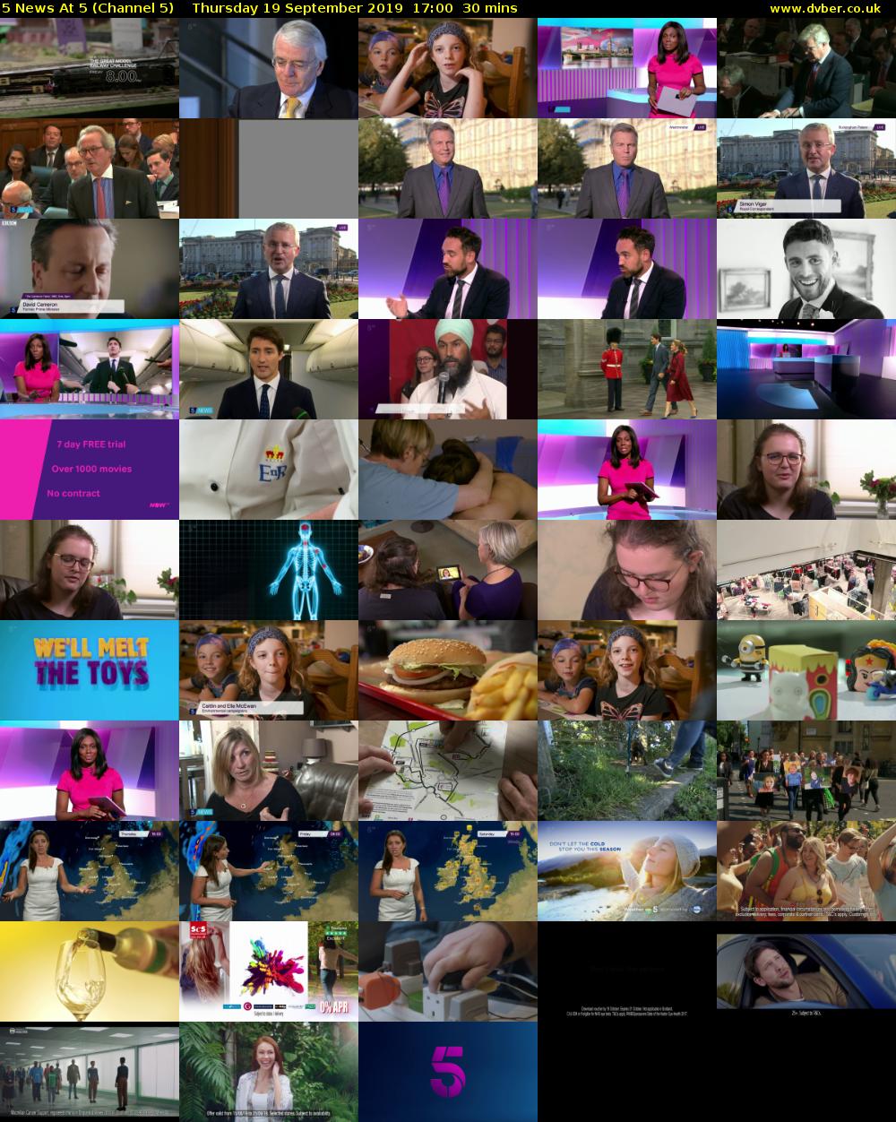 5 News At 5 (Channel 5) Thursday 19 September 2019 17:00 - 17:30