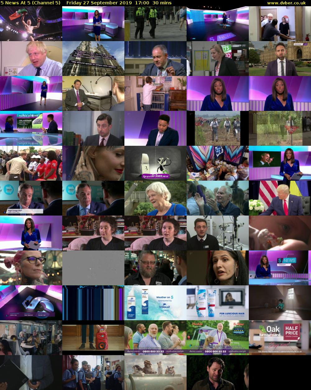 5 News At 5 (Channel 5) Friday 27 September 2019 17:00 - 17:30