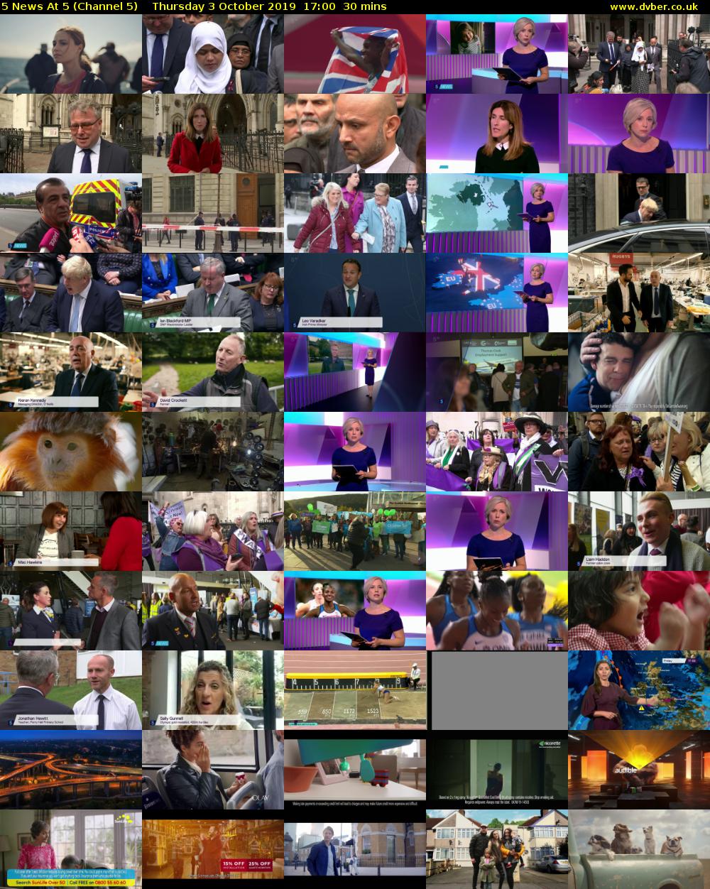 5 News At 5 (Channel 5) Thursday 3 October 2019 17:00 - 17:30