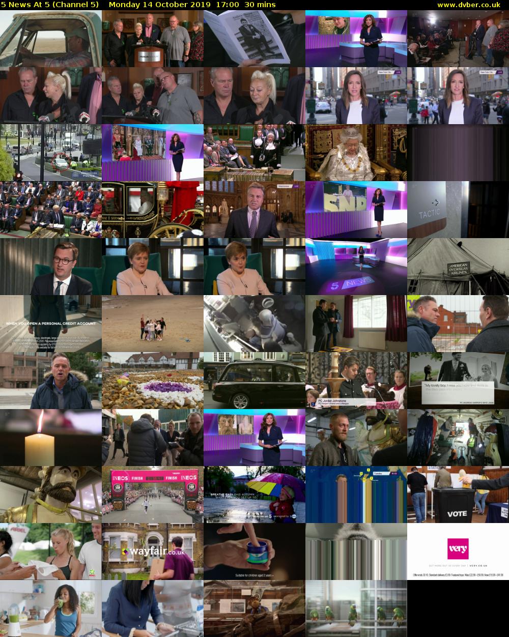 5 News At 5 (Channel 5) Monday 14 October 2019 17:00 - 17:30