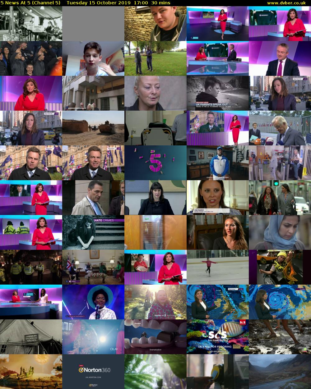 5 News At 5 (Channel 5) Tuesday 15 October 2019 17:00 - 17:30