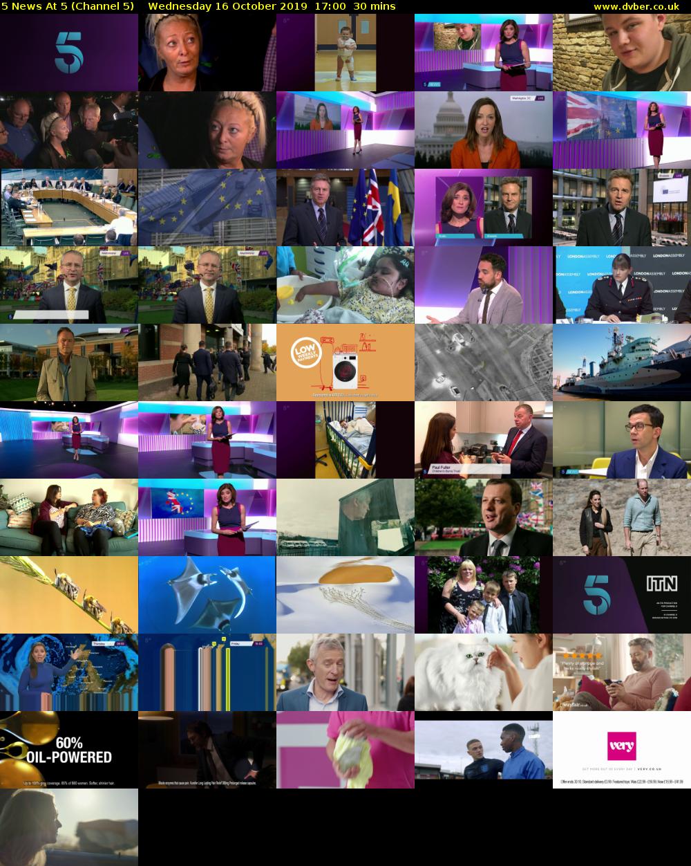 5 News At 5 (Channel 5) Wednesday 16 October 2019 17:00 - 17:30