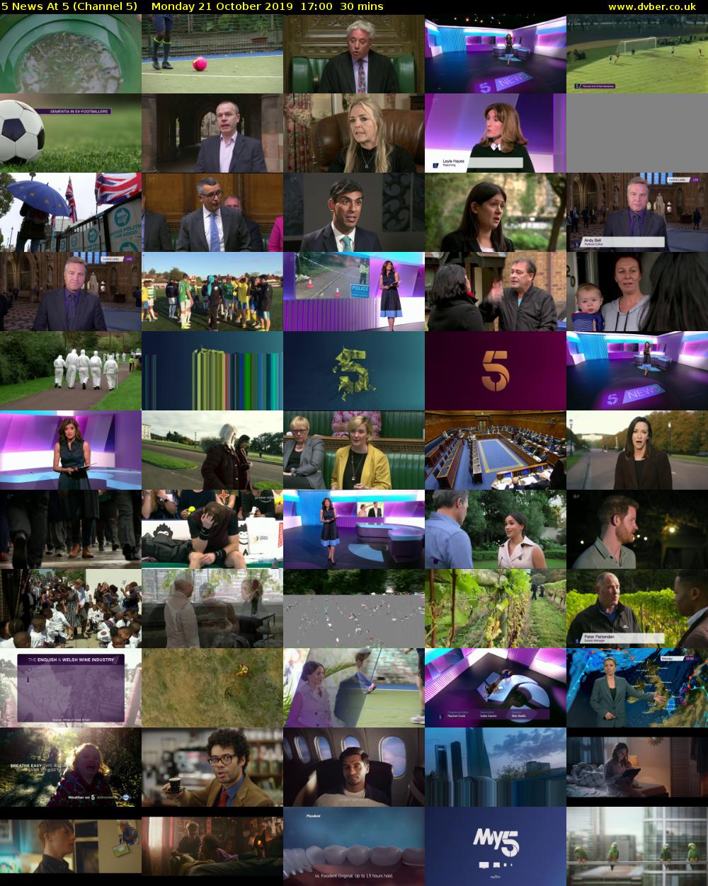 5 News At 5 (Channel 5) Monday 21 October 2019 17:00 - 17:30