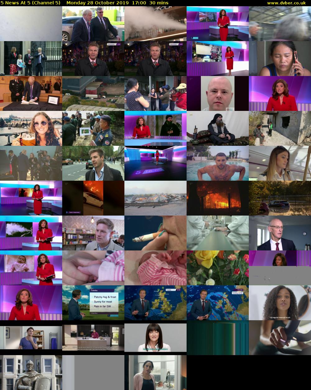5 News At 5 (Channel 5) Monday 28 October 2019 17:00 - 17:30