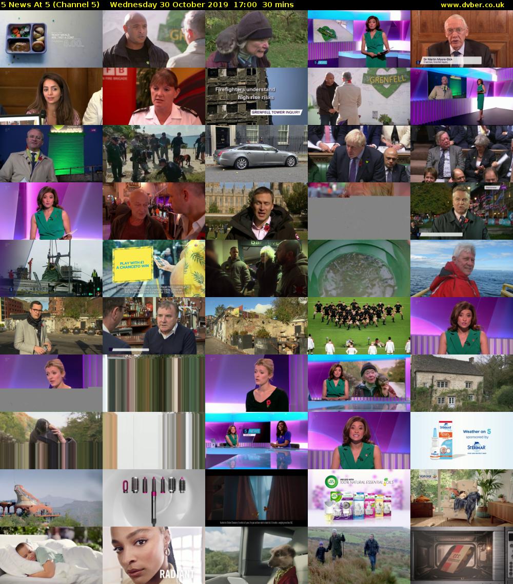 5 News At 5 (Channel 5) Wednesday 30 October 2019 17:00 - 17:30
