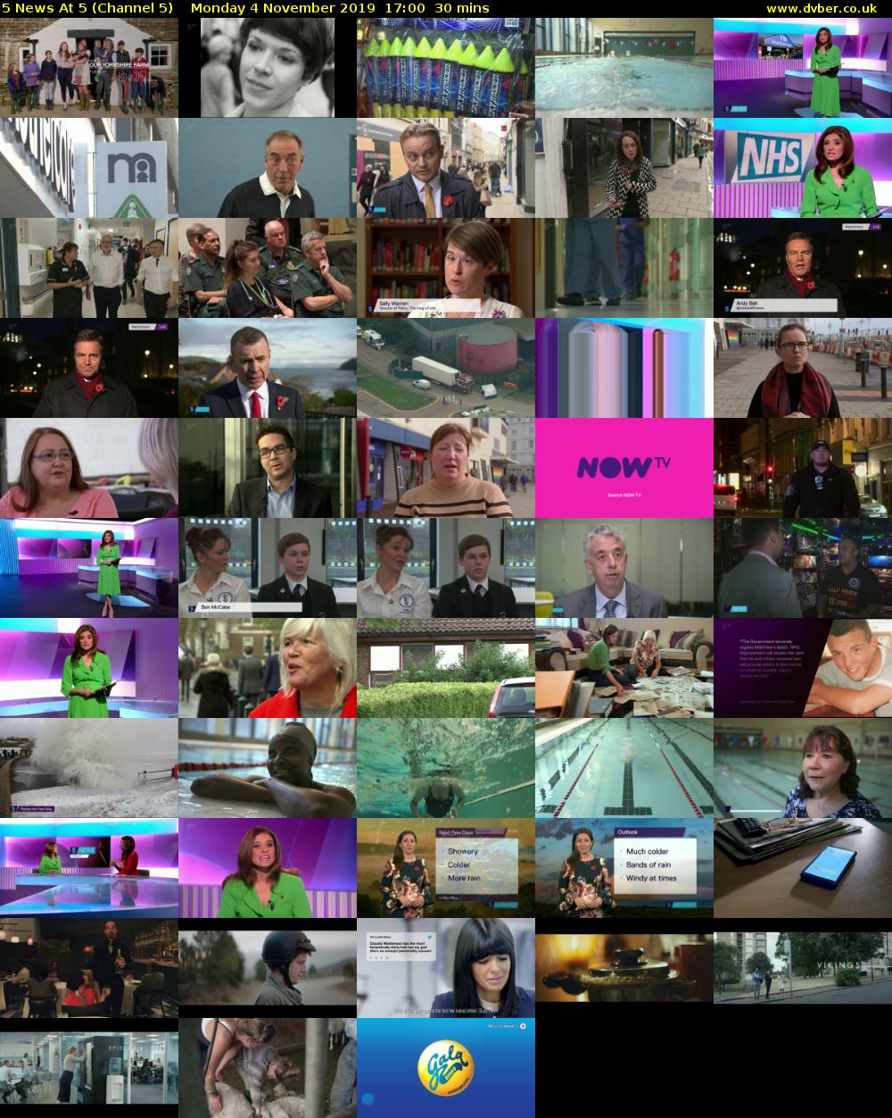 5 News At 5 (Channel 5) Monday 4 November 2019 17:00 - 17:30