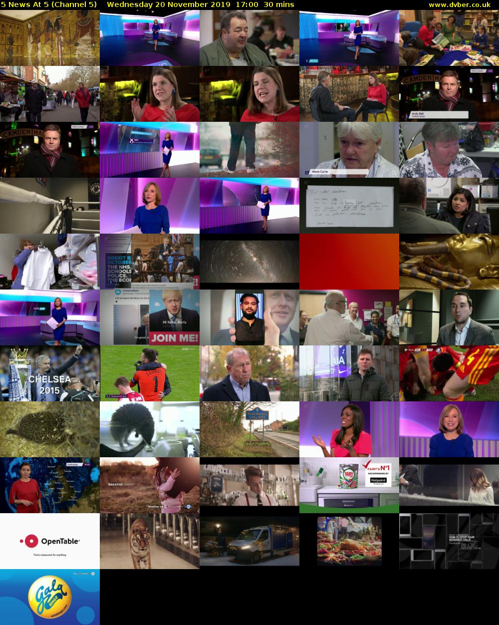 5 News At 5 (Channel 5) Wednesday 20 November 2019 17:00 - 17:30