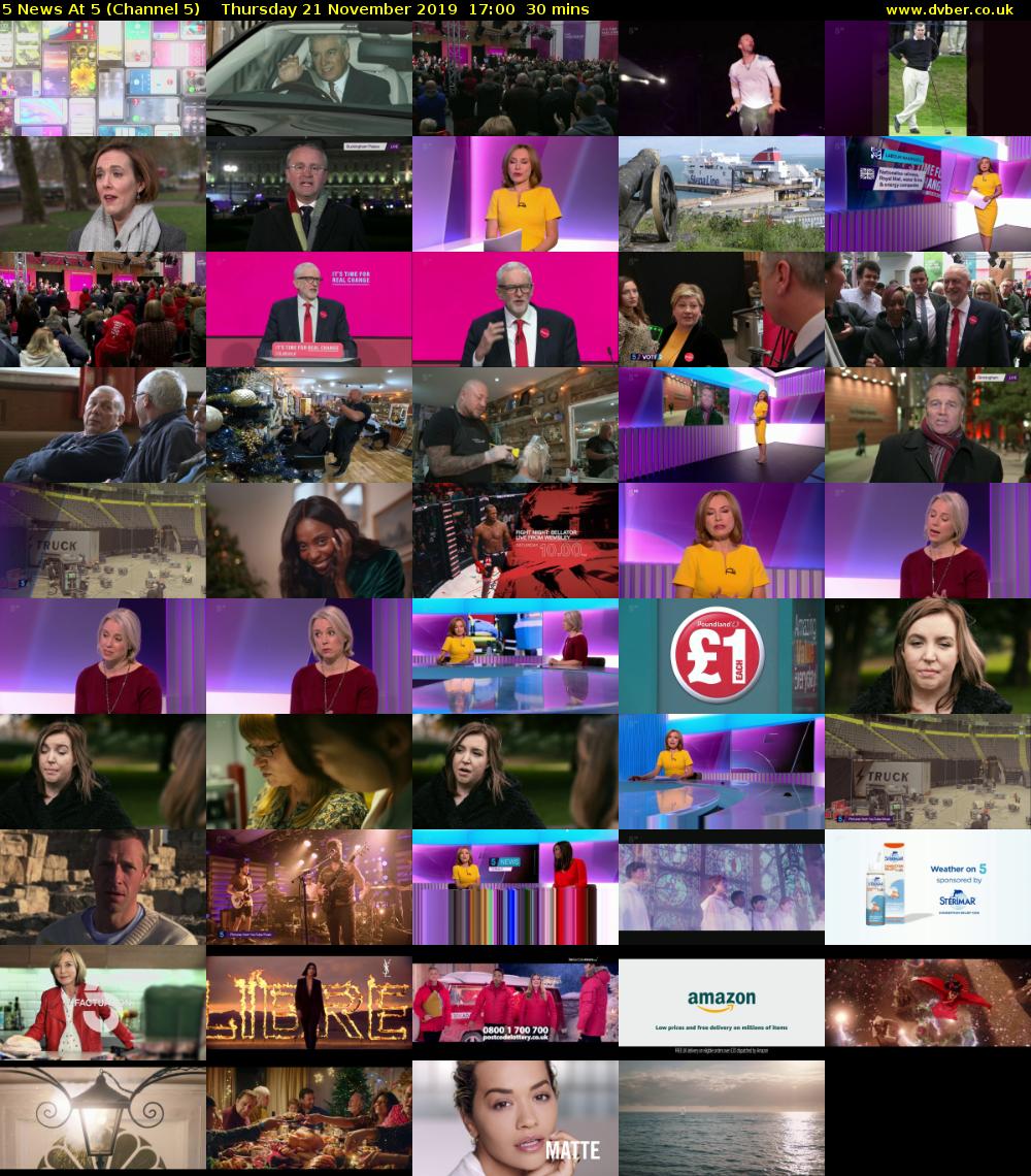 5 News At 5 (Channel 5) Thursday 21 November 2019 17:00 - 17:30