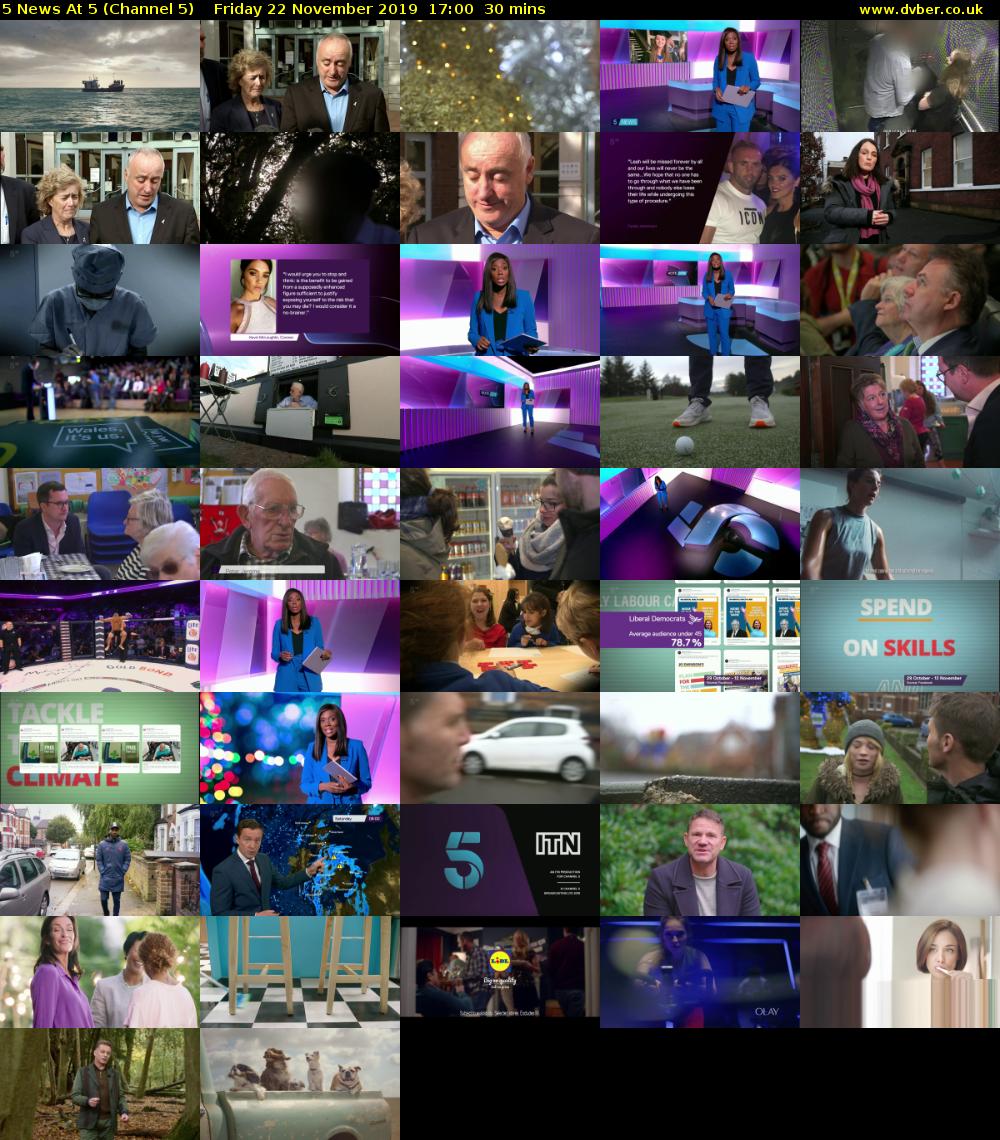 5 News At 5 (Channel 5) Friday 22 November 2019 17:00 - 17:30
