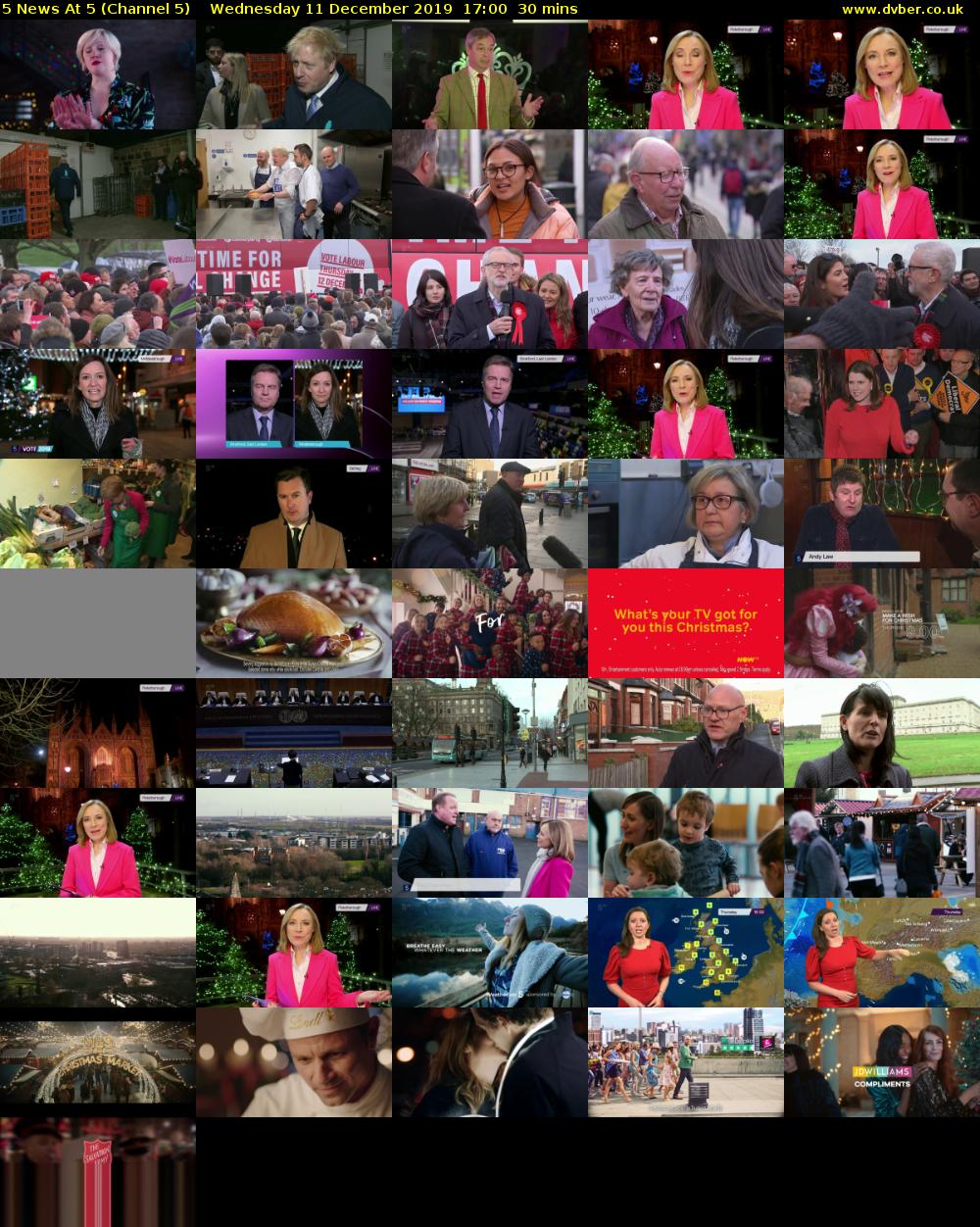 5 News At 5 (Channel 5) Wednesday 11 December 2019 17:00 - 17:30