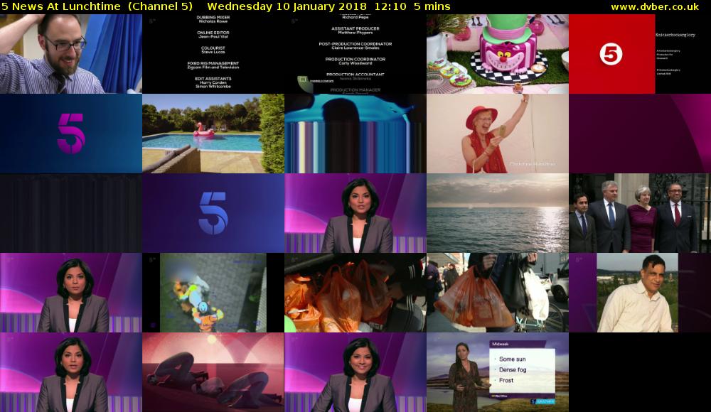 5 News At Lunchtime  (Channel 5) Wednesday 10 January 2018 12:10 - 12:15
