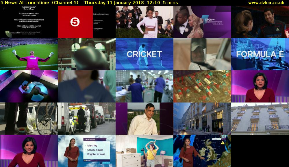 5 News At Lunchtime  (Channel 5) Thursday 11 January 2018 12:10 - 12:15