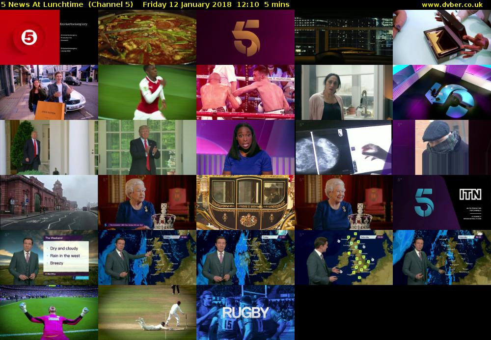 5 News At Lunchtime  (Channel 5) Friday 12 January 2018 12:10 - 12:15