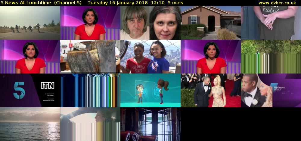 5 News At Lunchtime  (Channel 5) Tuesday 16 January 2018 12:10 - 12:15