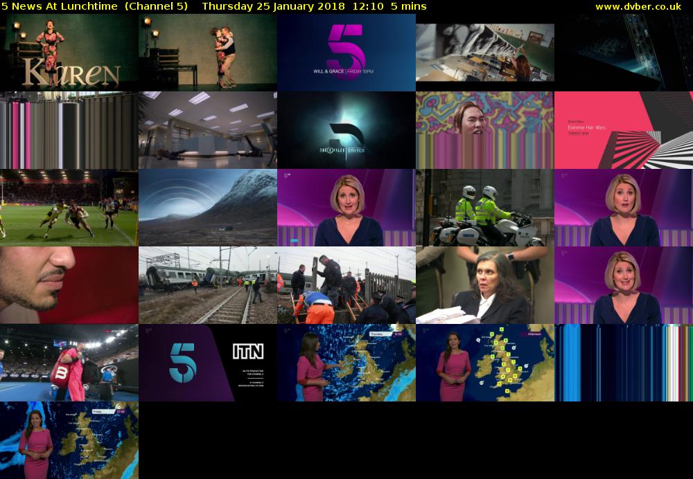 5 News At Lunchtime  (Channel 5) Thursday 25 January 2018 12:10 - 12:15