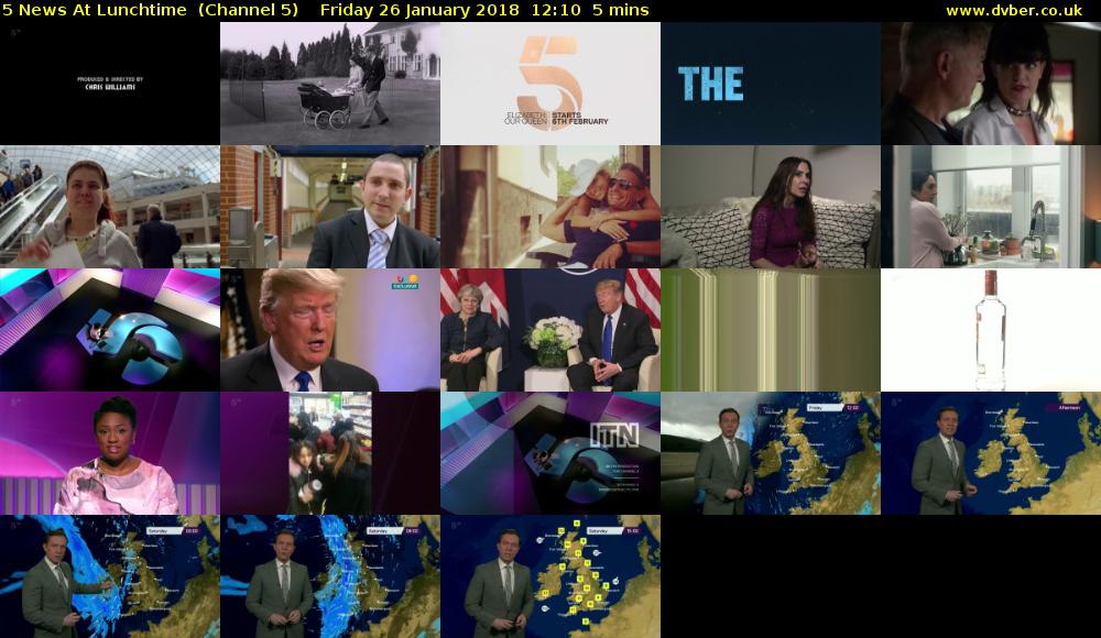 5 News At Lunchtime  (Channel 5) Friday 26 January 2018 12:10 - 12:15