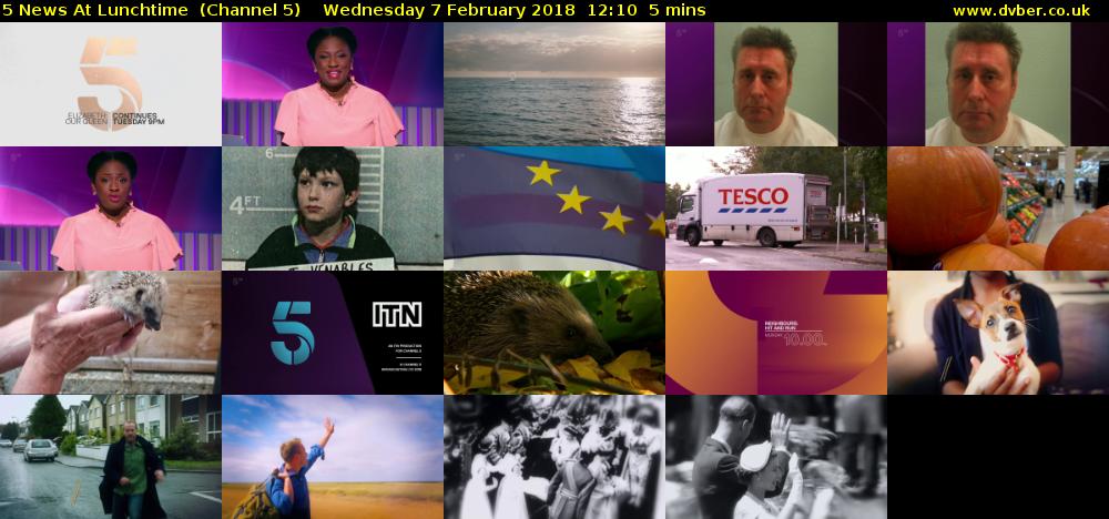 5 News At Lunchtime  (Channel 5) Wednesday 7 February 2018 12:10 - 12:15