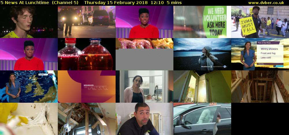 5 News At Lunchtime  (Channel 5) Thursday 15 February 2018 12:10 - 12:15