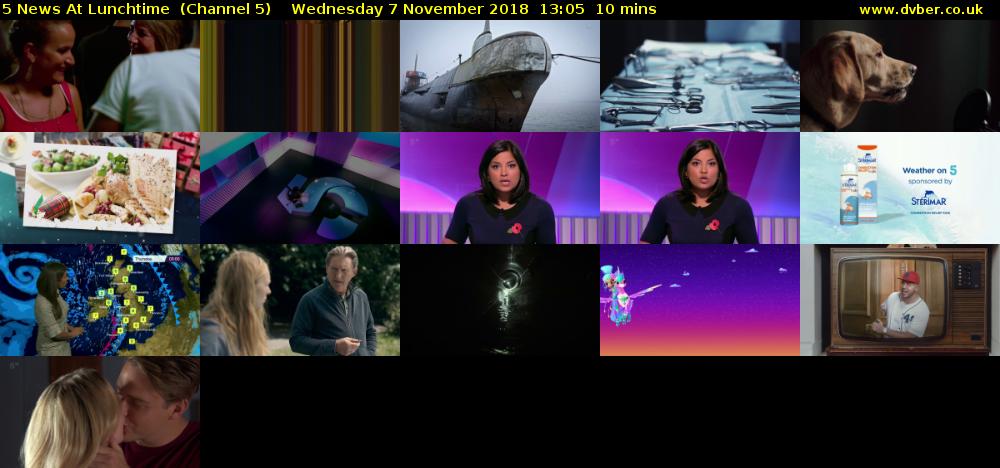 5 News At Lunchtime  (Channel 5) Wednesday 7 November 2018 13:05 - 13:15