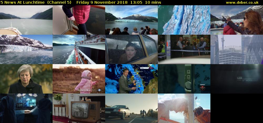 5 News At Lunchtime  (Channel 5) Friday 9 November 2018 13:05 - 13:15