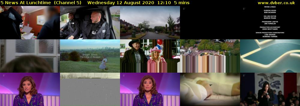 5 News At Lunchtime  (Channel 5) Wednesday 12 August 2020 12:10 - 12:15