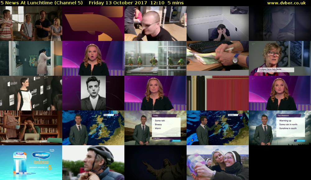 5 News At Lunchtime (Channel 5) Friday 13 October 2017 12:10 - 12:15