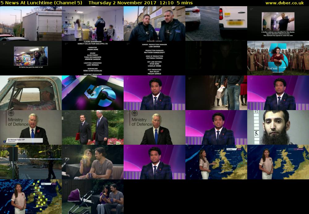 5 News At Lunchtime (Channel 5) Thursday 2 November 2017 12:10 - 12:15
