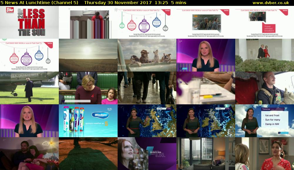 5 News At Lunchtime (Channel 5) Thursday 30 November 2017 13:25 - 13:30