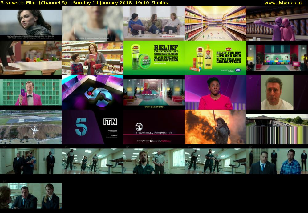 5 News In Film  (Channel 5) Sunday 14 January 2018 19:10 - 19:15