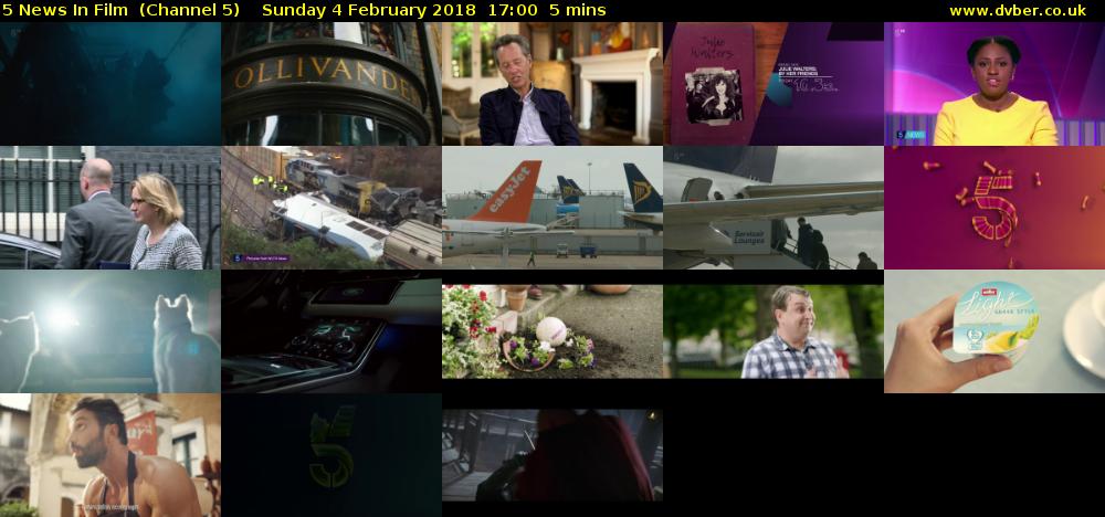 5 News In Film  (Channel 5) Sunday 4 February 2018 17:00 - 17:05