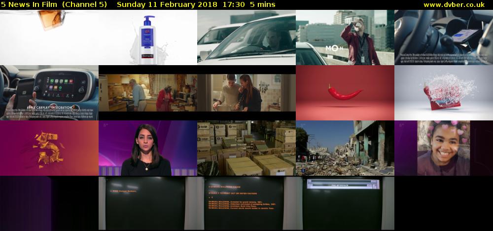 5 News In Film  (Channel 5) Sunday 11 February 2018 17:30 - 17:35