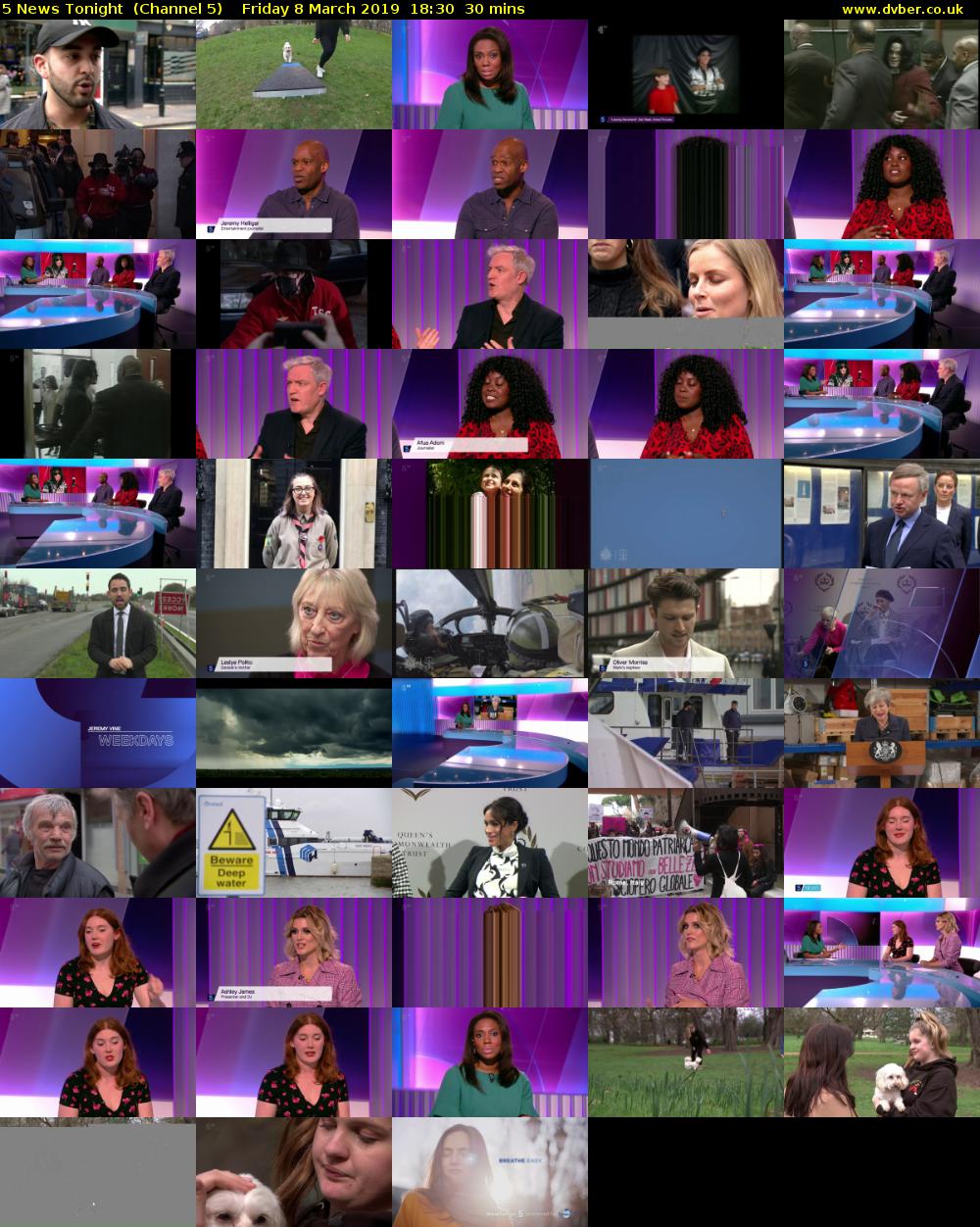 5 News Tonight  (Channel 5) Friday 8 March 2019 18:30 - 19:00