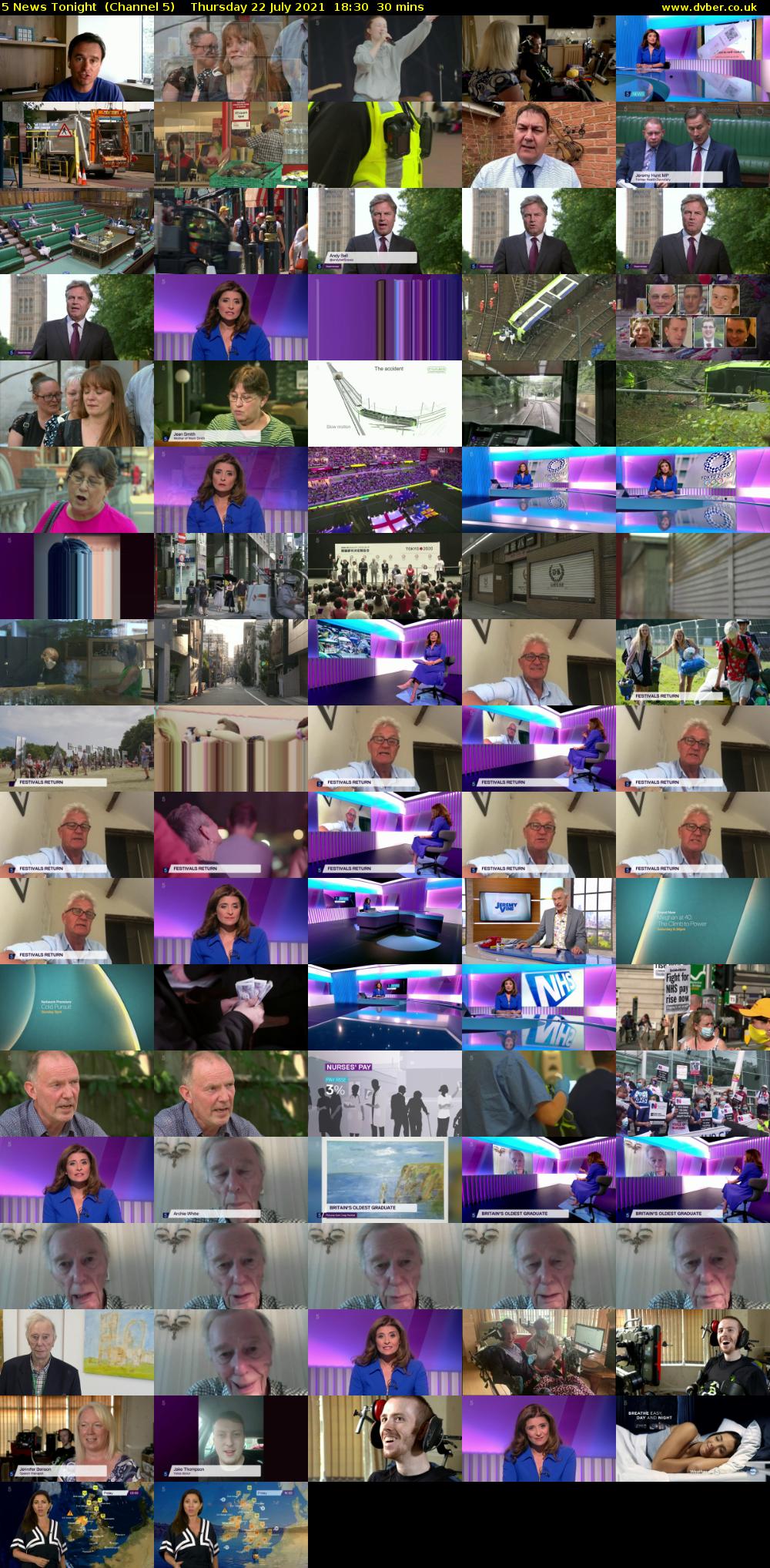 5 News Tonight  (Channel 5) Thursday 22 July 2021 18:30 - 19:00