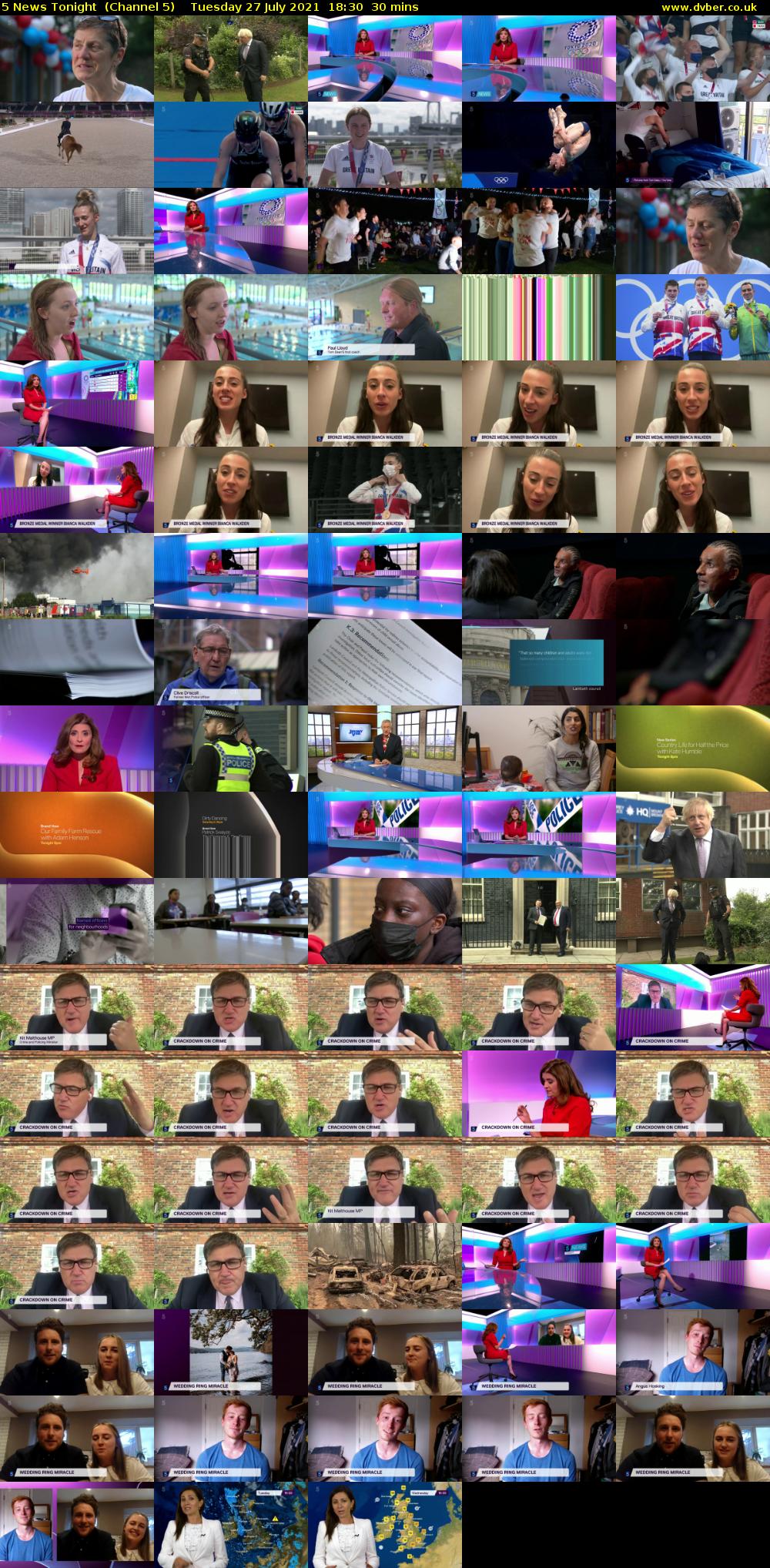 5 News Tonight  (Channel 5) Tuesday 27 July 2021 18:30 - 19:00