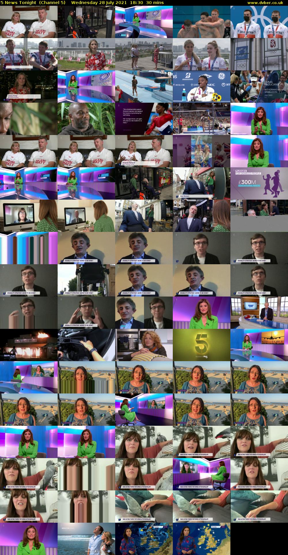 5 News Tonight  (Channel 5) Wednesday 28 July 2021 18:30 - 19:00