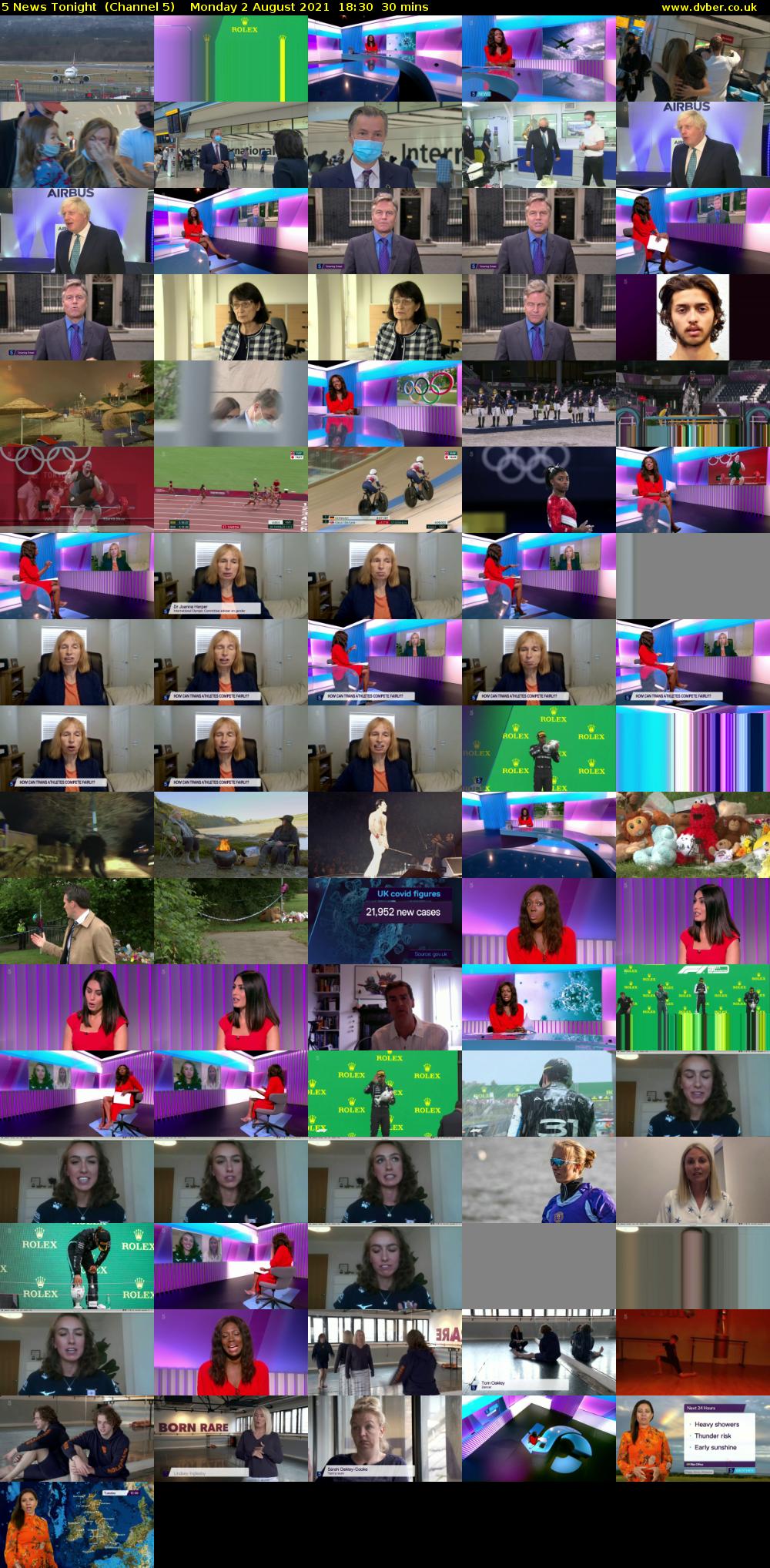 5 News Tonight  (Channel 5) Monday 2 August 2021 18:30 - 19:00