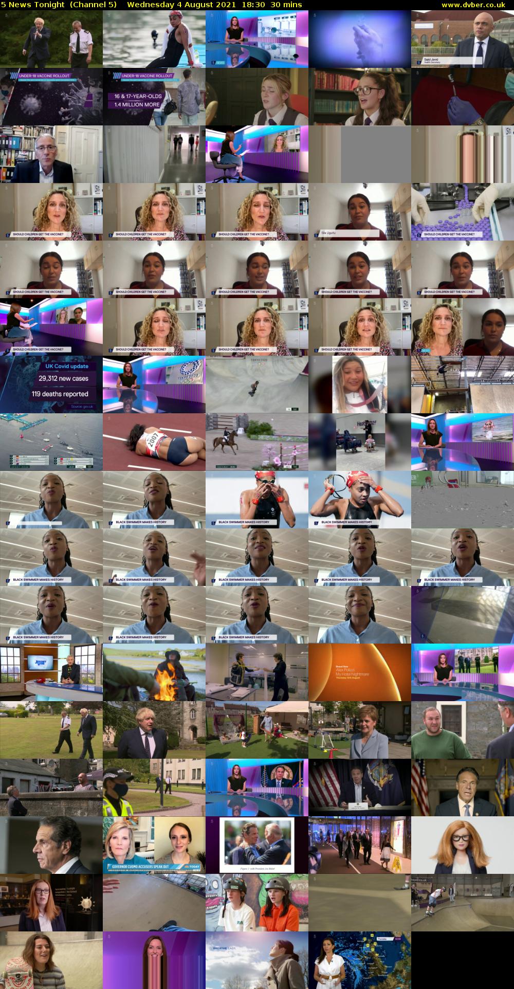 5 News Tonight  (Channel 5) Wednesday 4 August 2021 18:30 - 19:00