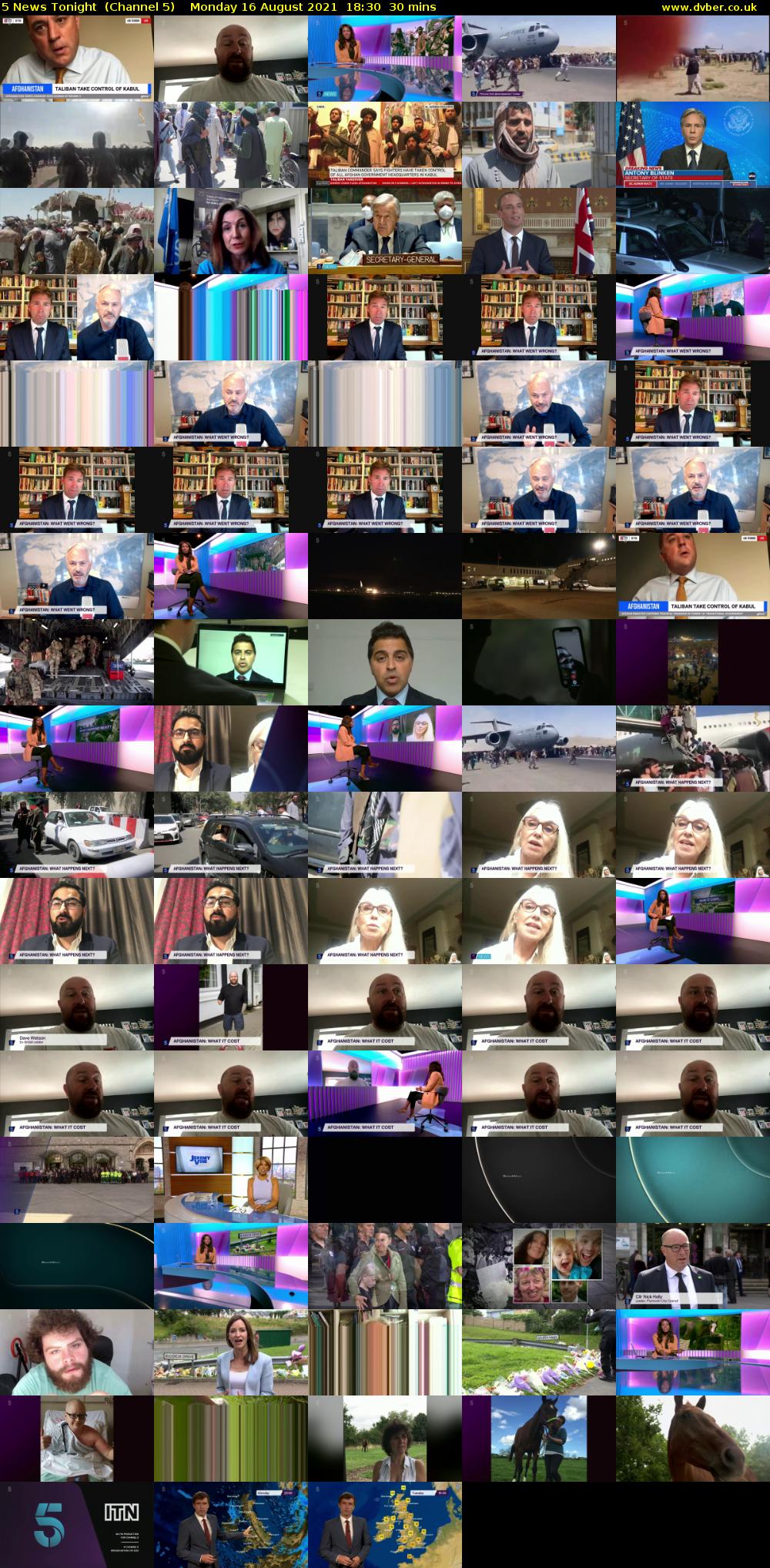 5 News Tonight  (Channel 5) Monday 16 August 2021 18:30 - 19:00