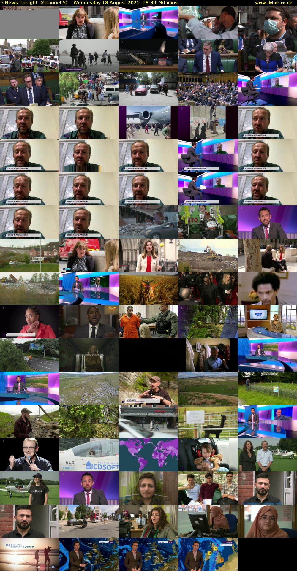 5 News Tonight  (Channel 5) Wednesday 18 August 2021 18:30 - 19:00