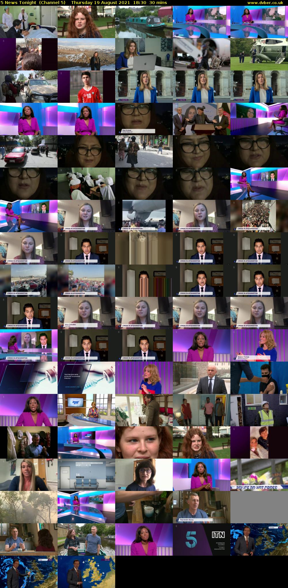 5 News Tonight  (Channel 5) Thursday 19 August 2021 18:30 - 19:00