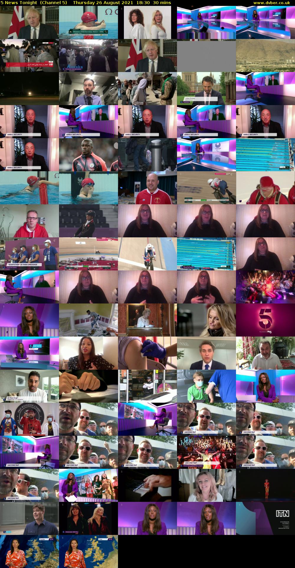 5 News Tonight  (Channel 5) Thursday 26 August 2021 18:30 - 19:00