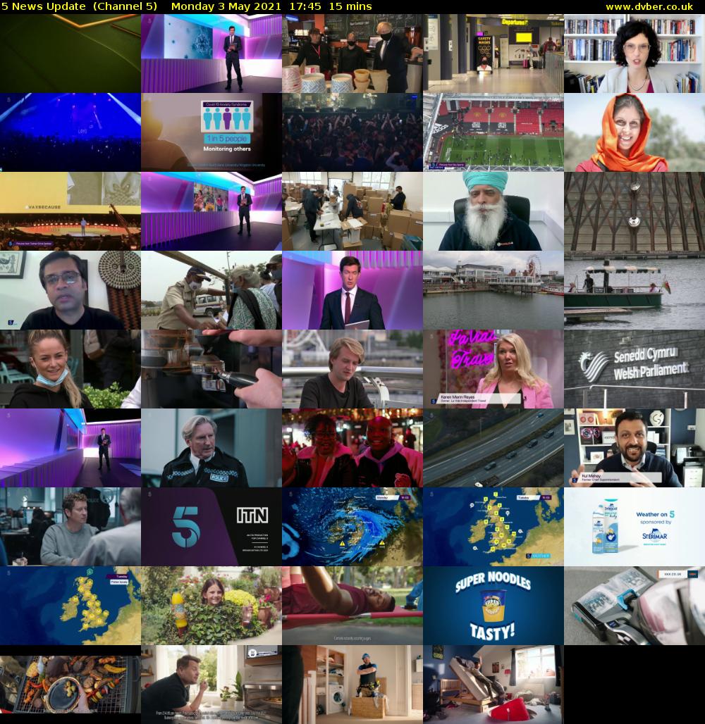 5 News Update  (Channel 5) Monday 3 May 2021 17:45 - 18:00