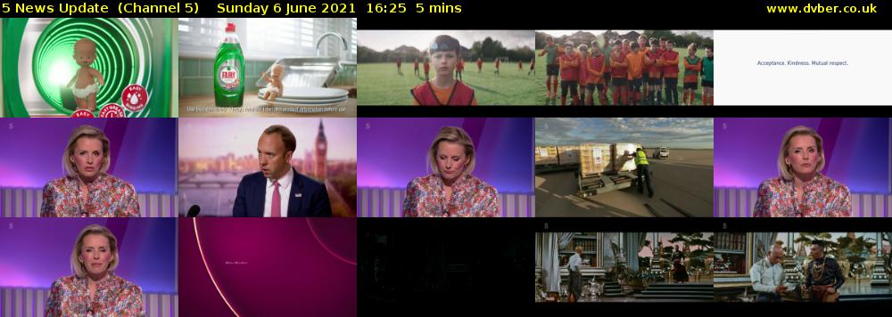 5 News Update  (Channel 5) Sunday 6 June 2021 16:25 - 16:30