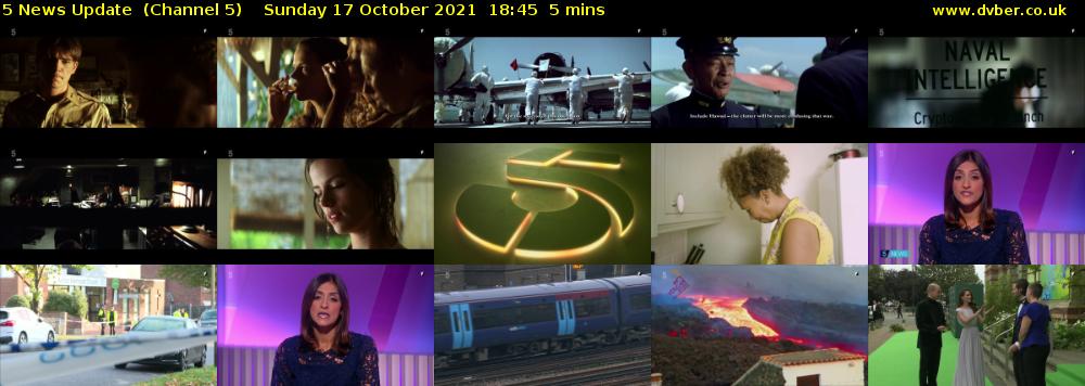5 News Update  (Channel 5) Sunday 17 October 2021 18:45 - 18:50