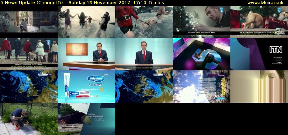 5 News Update (Channel 5) Sunday 19 November 2017 17:10 - 17:15