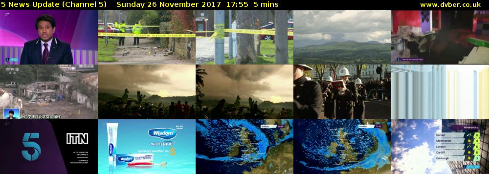 5 News Update (Channel 5) Sunday 26 November 2017 17:55 - 18:00