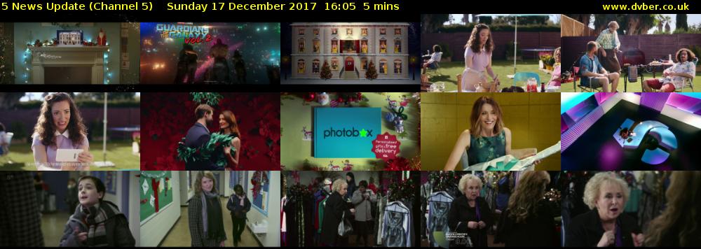5 News Update (Channel 5) Sunday 17 December 2017 16:05 - 16:10