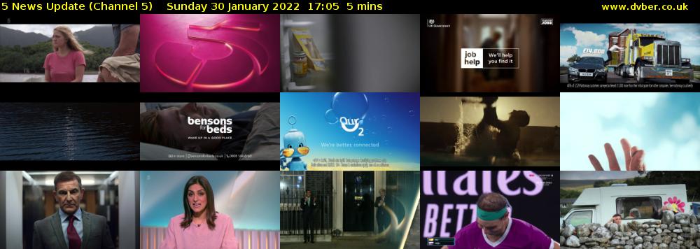 5 News Update (Channel 5) Sunday 30 January 2022 17:05 - 17:10