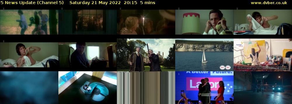 5 News Update (Channel 5) Saturday 21 May 2022 20:15 - 20:20