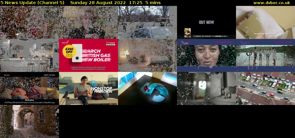5 News Update (Channel 5) Sunday 28 August 2022 17:25 - 17:30